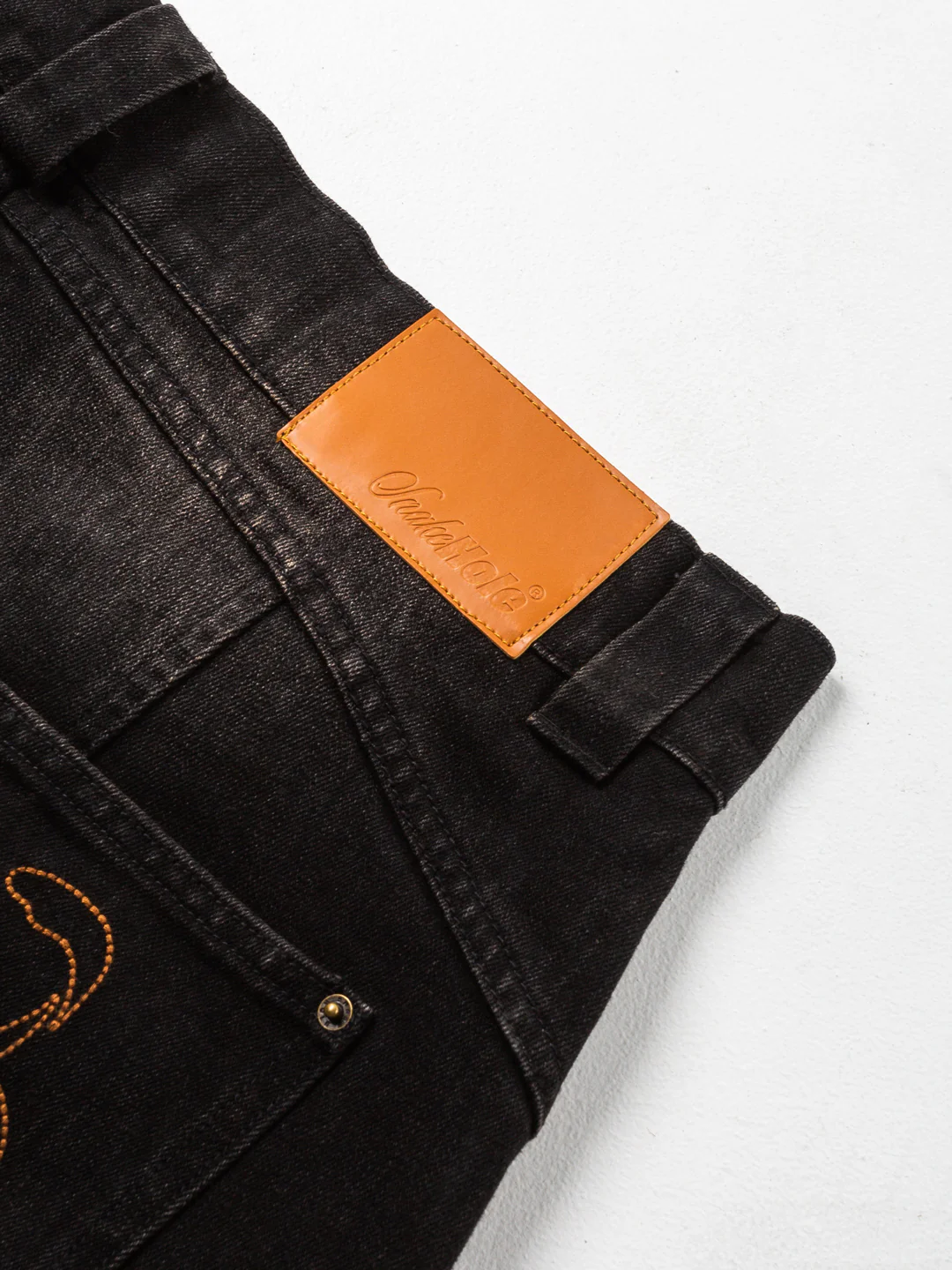 Cursive Washed Denim Jeans - Image 11